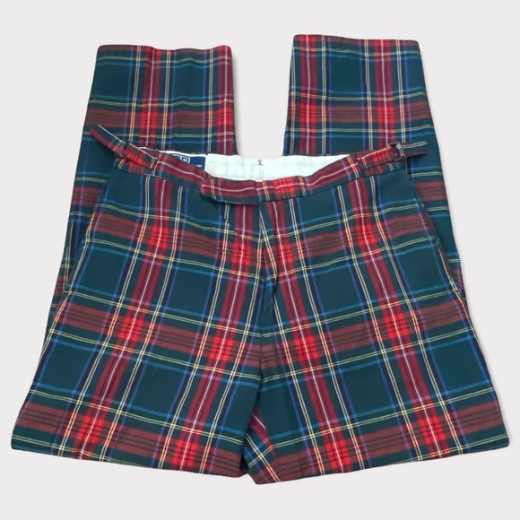 Vintage Polo Ralph Lauren tartan plaid flat front made in USA pant - Picture 1 of 7